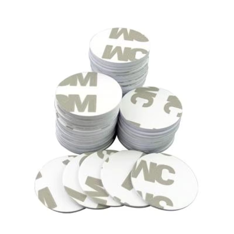 100 Stück EM4100 RFID Proximity Smart Card Coin Tags 125 kHz in Weiß mit selbstklebender Rückseite für die Zugangskontrolle - Bild 2