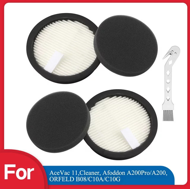 HEPA-Filter und Schwammfilter Set von HOME TIMES kompatibel mit AceVac 11, Afoddon A200Pro/A200 und ORFELD B08/C10A/C10G Akku-Staubsaugern - Bild 1