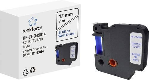 Renkforce Beschriftungsband RF-LT-D45014 kompatibel mit DYMO D1, Breite: 12 mm, Länge: 7 m, Farbe: Weiß, Schriftfarbe: Blau - Bild 1