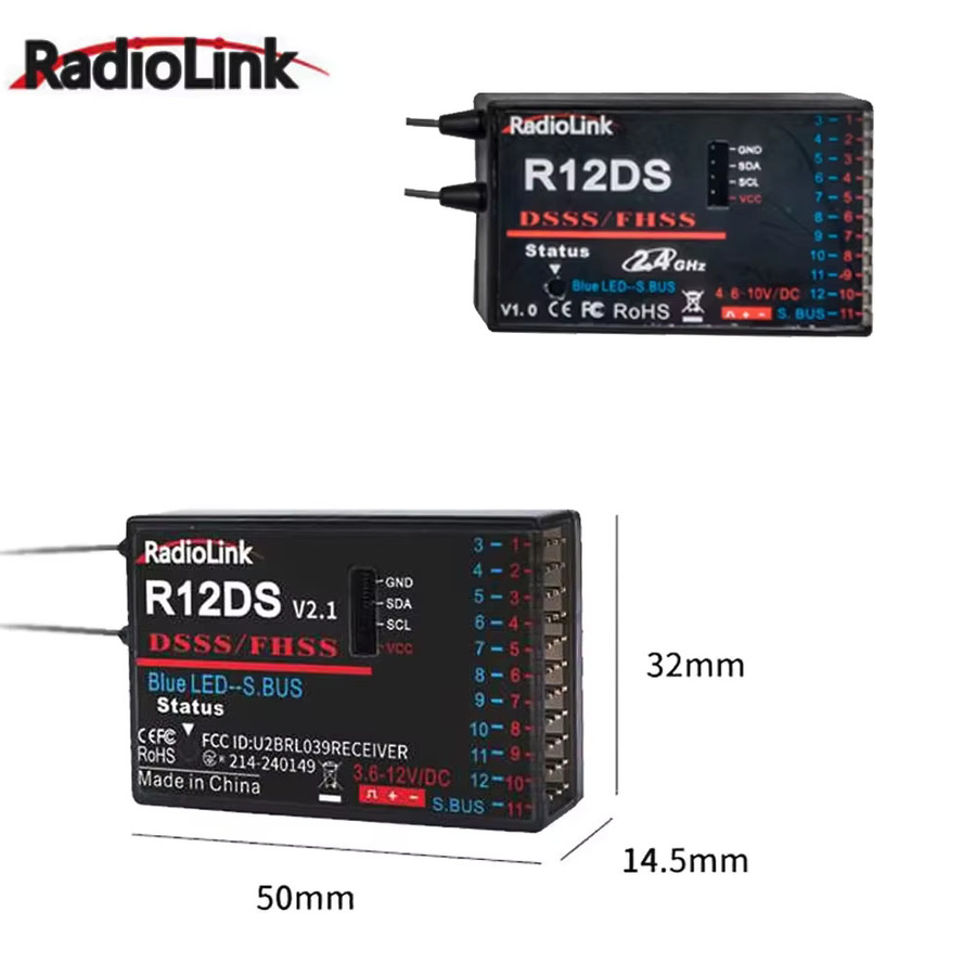 Radiolink R12DS 2.4G RC-Empfänger in Schwarz für RC-Flugzeuge und Drohnen - Bild 3