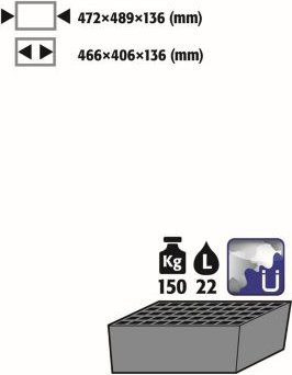 asecos Bodenauffangwanne Stawa-R mit Gitterrost für Chemikalienschränke der CS Serie, Stahlblech, blau, B/T/H: 47,2 x 48,9 x 13,6 cm, 22 l - Bild 1