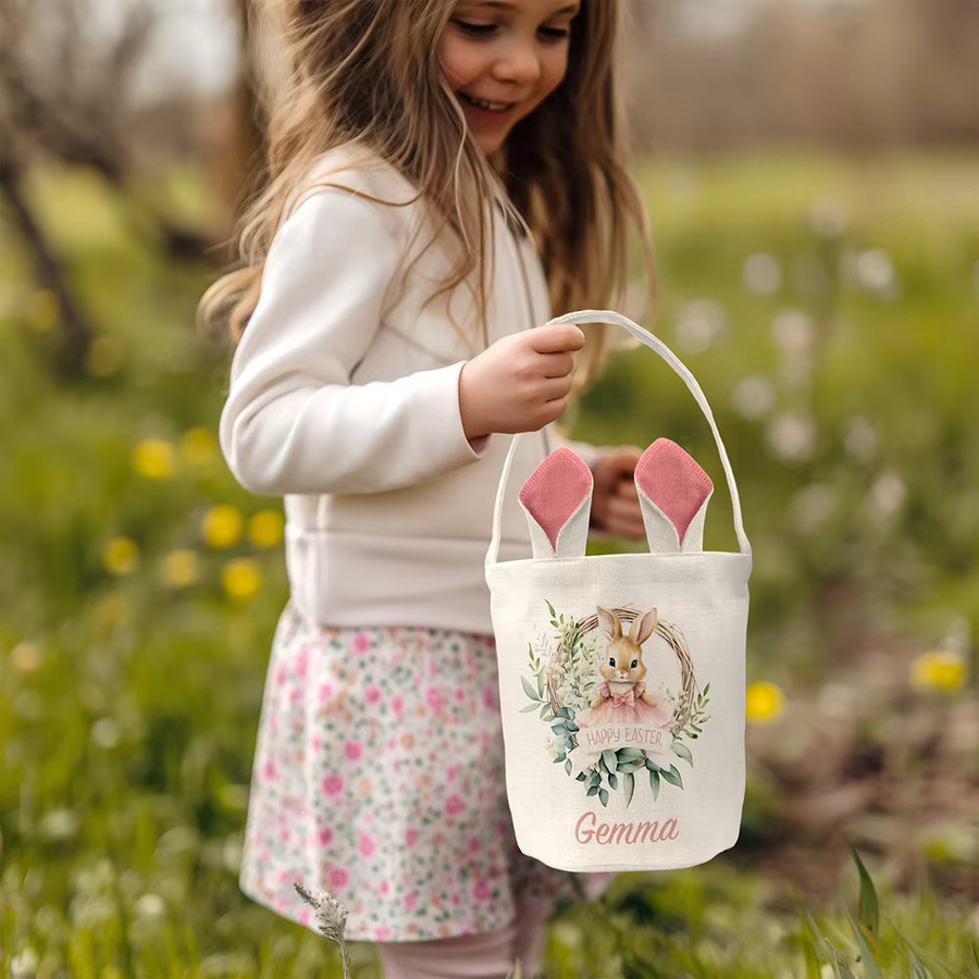 Personalisierter Osterkorb mit Hasenohren, Eiersuche-Spielset - Bild 3