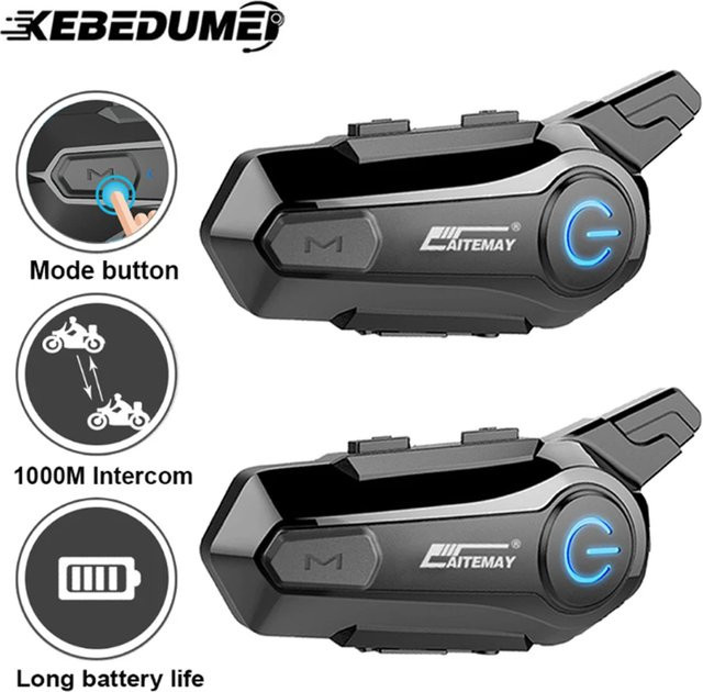 Kebidumei Motorrad Intercom Bluetooth 5.3 Freisprecheinrichtung mit Noise Reduction und Musik-Sharing in Schwarz - Bild 1