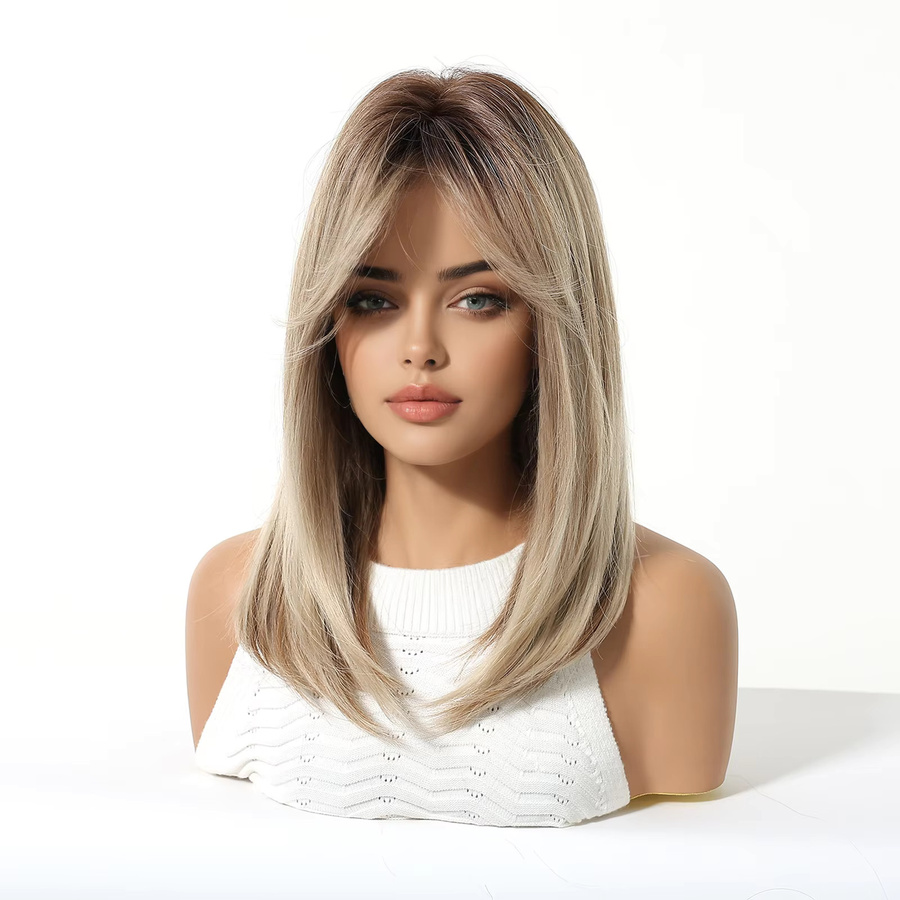 EASIHAIR Perücke, blond-braun, mittellang, mit Pony, synthetisch, Damen - Bild 2