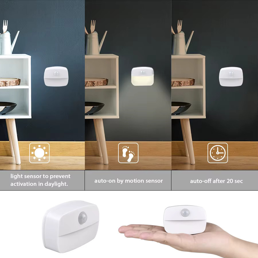 VooVoo LED-Nachtlicht mit Bewegungsmelder in Weiß, batteriebetrieben, warmweißes Licht für Schrank, Schlafzimmer und Treppen - Bild 3