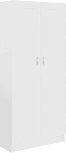 vidaXL Bücherschrank Weiß aus Holzwerkstoff mit Schwenktüren B/T/H: 82,5 x 30,5 x 185,5 cm - Bild 1