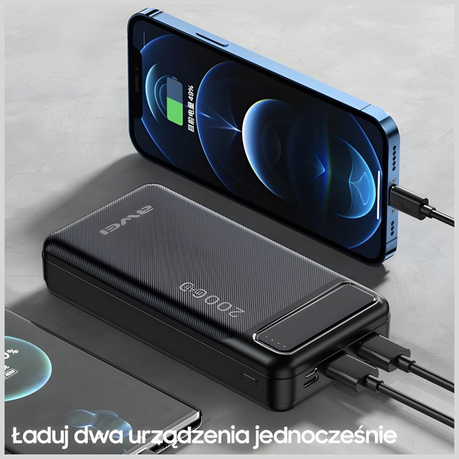 Awei Powerbank P6K mit 20000mAh, 2x USB und Power Delivery in Schwarz - Bild 3