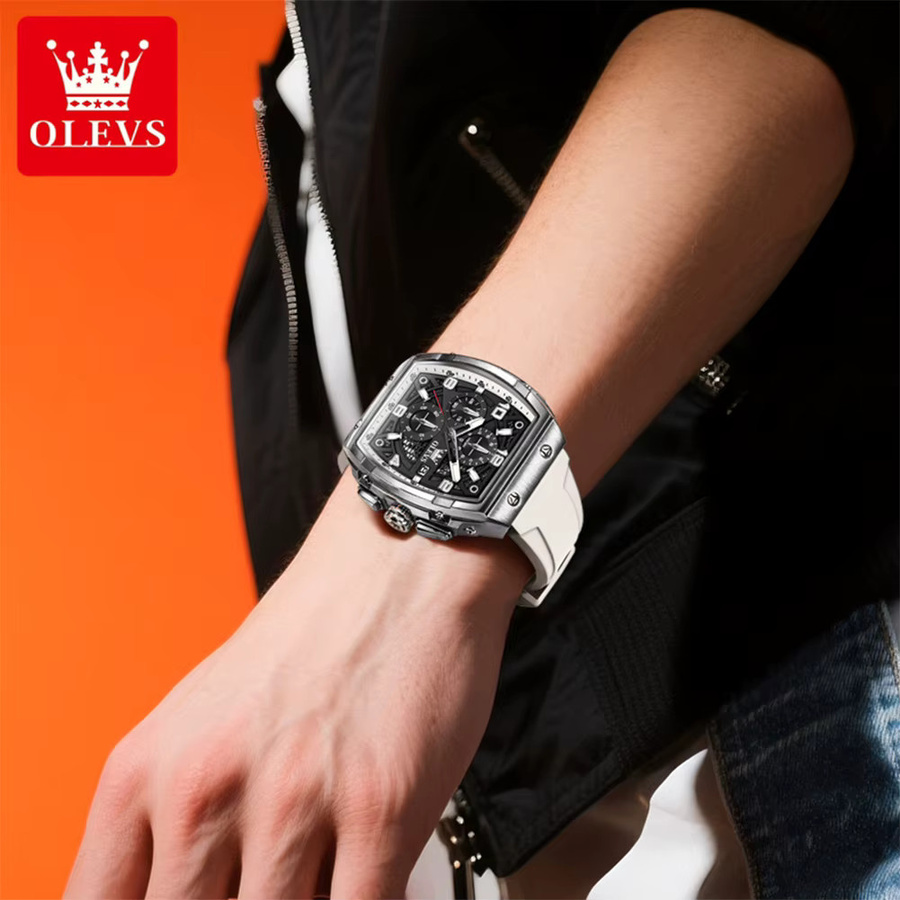 OLEVS Chronograph, Quarzuhr, Silikonarmband, Schwarz, Herren - Bild 2