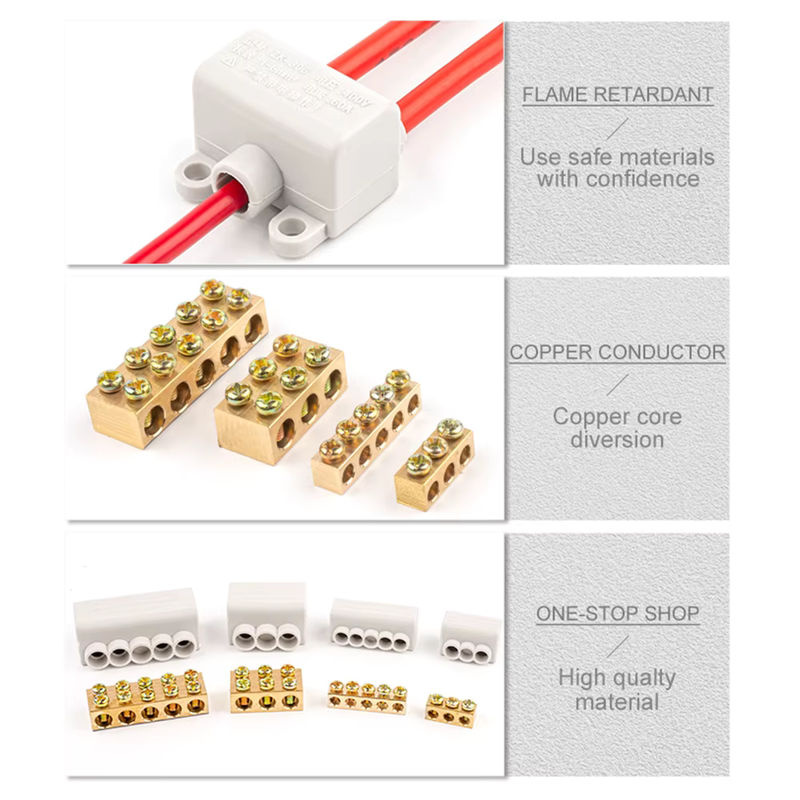 DIY GO Hochleistungs-Drahtverbinder Schraubverdrahtungsklemmenblock in Weiß für Kabelspleißen mit 1 Eingang und mehreren Ausgängen (60 A/400 V, 1–6 mm2 und 80 A/1000 V, 2,5–16 mm2) - Bild 3