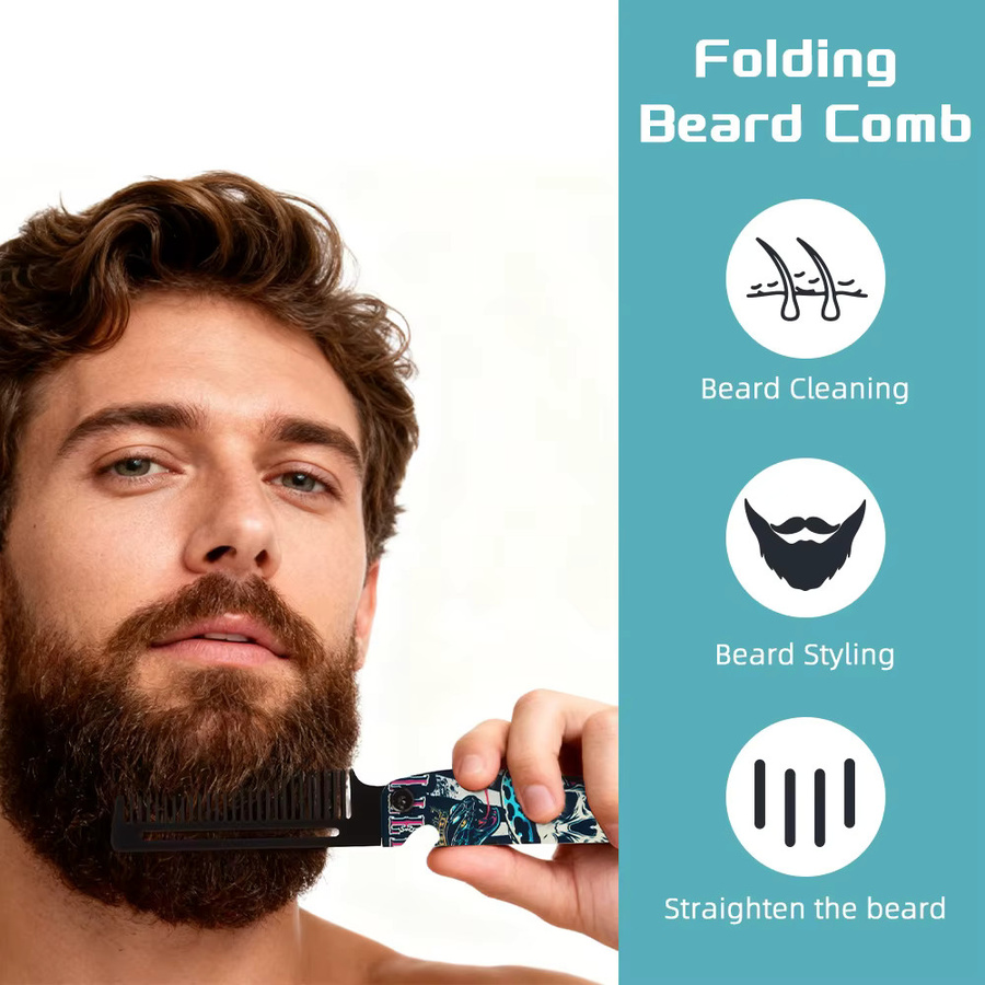 Faltbarer Edelstahl-Kamm, Haarstyling-Bartkamm - Bild 5