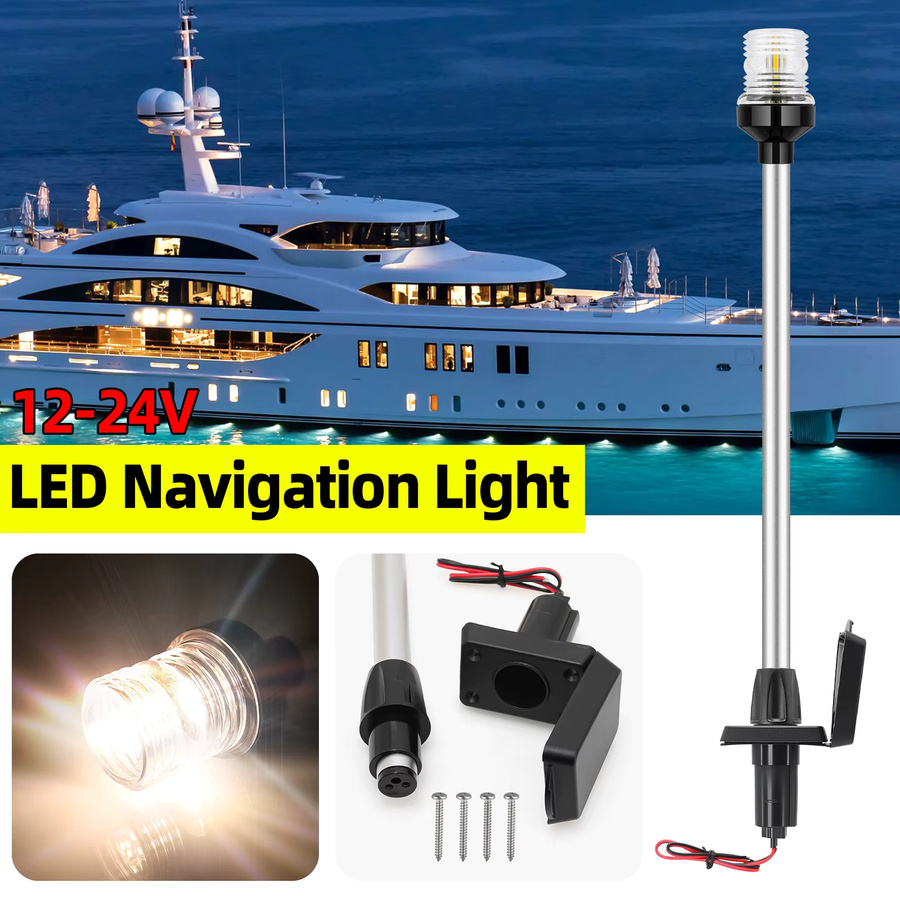 Omnidirektionales LED-Navigationslicht für Marine-Boote und Yachten in Weiß mit schwarzem Gehäuse und transparentem Kunststoff, 12V - Bild 3