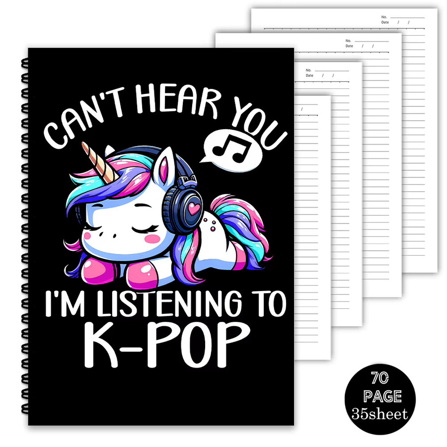 Regenbogen-Einhorn-Kopfhörer-Notizbuch im K-POP-Stil, liniertes A5 Notizbuch in Multicolour für Erwachsene - Bild 5