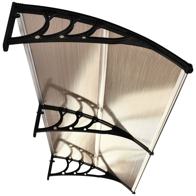 Outsunny Pultvordach für die Haustür aus Aluminium in Braun mit 5mm Polycarbonat B/H/T: 195 x 75 x 23 cm - Bild 6