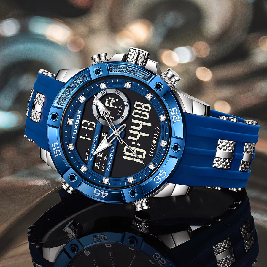 FOXBOX Digitaluhr, Silikonarmband, Schwarz, Herren - Bild 4