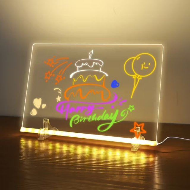 USB-LED-Notiztafel aus transparentem Acryl mit warmweißem Licht und verstellbarem Standfuß - Bild 1
