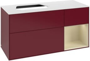 V&B Finion Waschtischunterschrank mit Regalfach und Schubladen, Wandmontage, Grau Lackiert, Breite: 120 cm - Bild 1