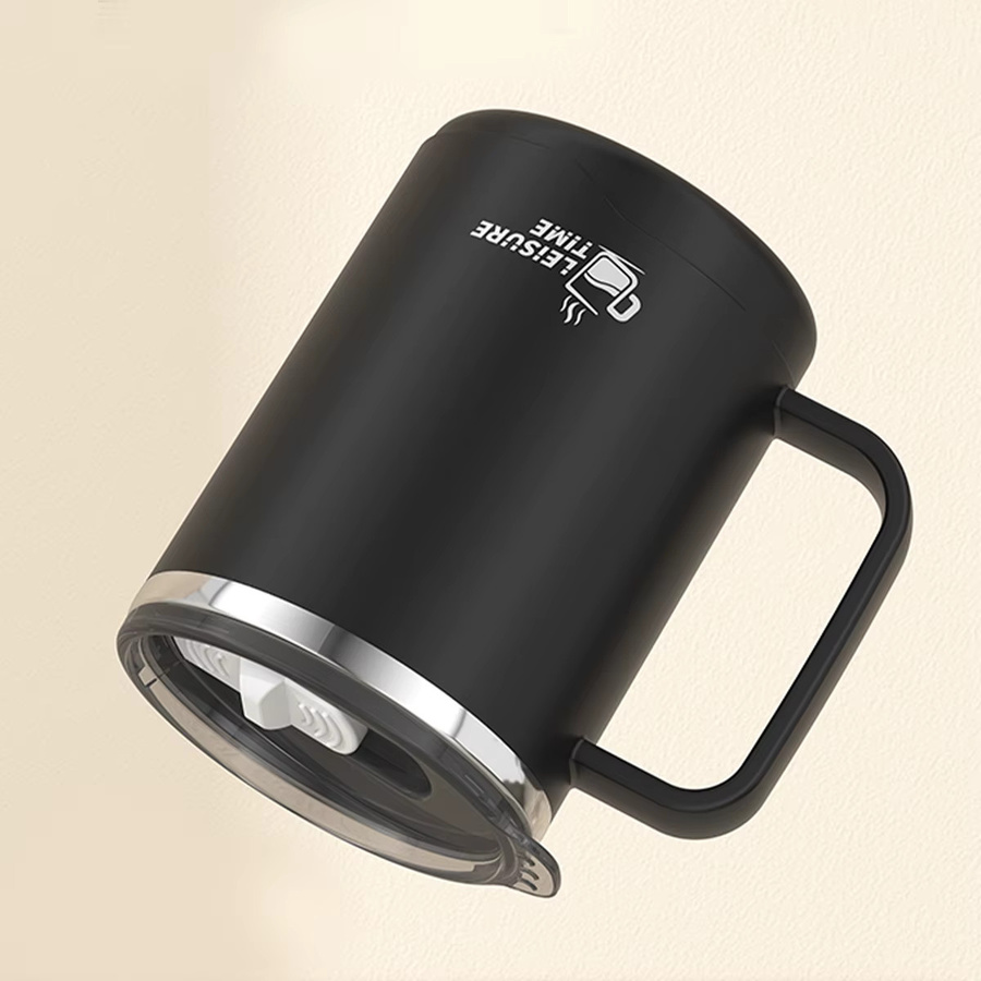 WORTHBUY Isolierte Kaffeetasse aus Edelstahl 304 mit Griff und Deckel, Doppelwandiger Wasserbecher in Schwarz oder Weiß - Bild 4