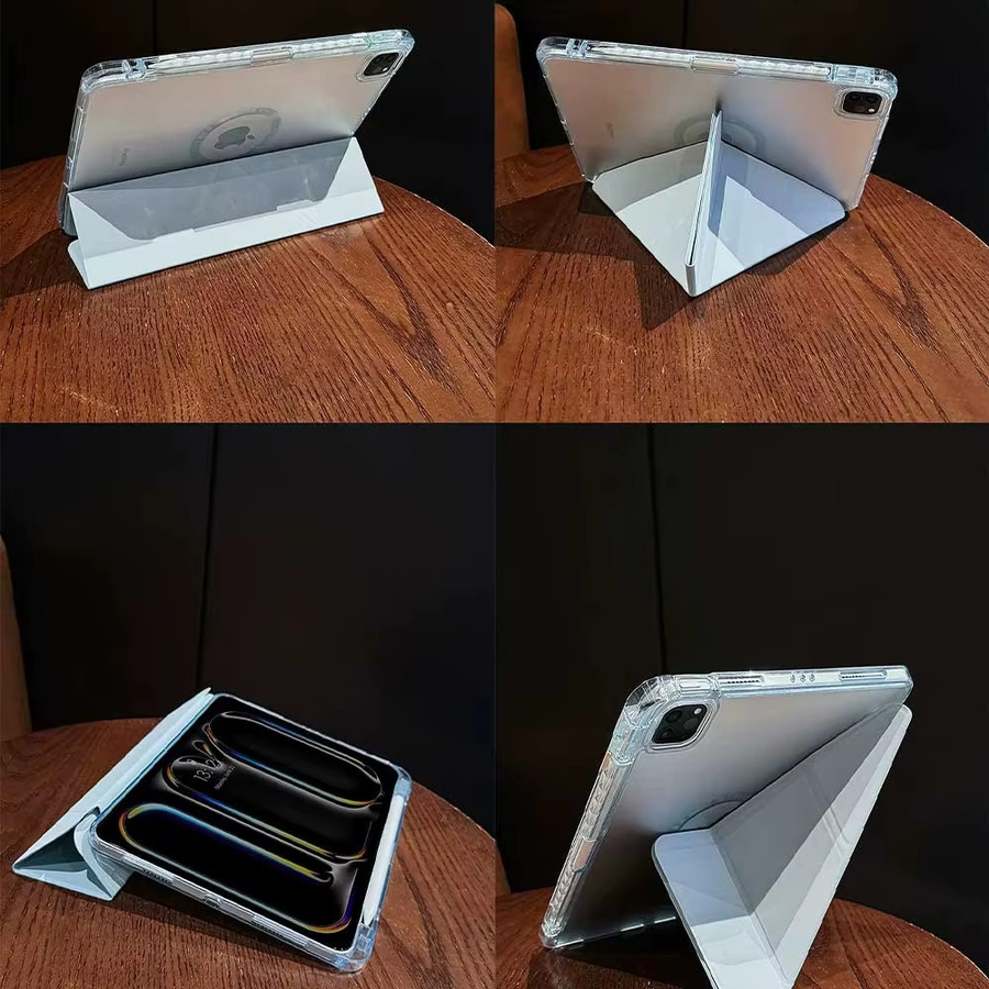 Mattierte Tablet-Hülle für Apple iPad Air 11 Zoll M2 M3 und iPad Pro 11 Zoll mit Stifthalter in Schwarz und Transparent - Bild 3