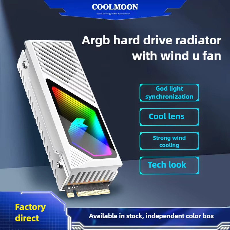 COOLMOON M2 SSD-Kühlkörper für NVMe 2280 mit Messing-Kühlrippe und Wärmeleitpad in Gold und Weiß - Bild 1