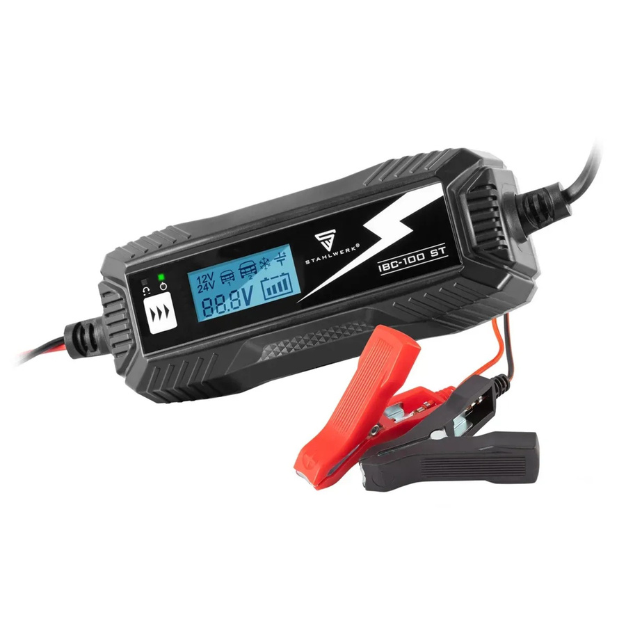 STAHLWERK Batterieladegerät IBC-100 ST in Schwarz mit Mikroprozessor und 10 Lademodi - Bild 2