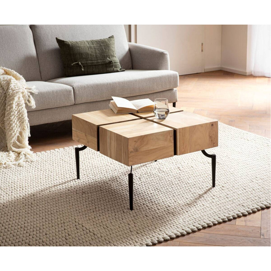 Couchtisch Wohnling aus Akazie Massivholz in Braun, B/H/T: 60 x 40 x 60 cm - Bild 2