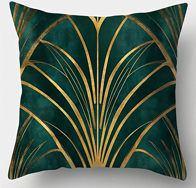JMG Clothing Kissenbezüge im Art Deco Muster in Grün und Gold, B/H: 50 x 50 cm - Bild 1