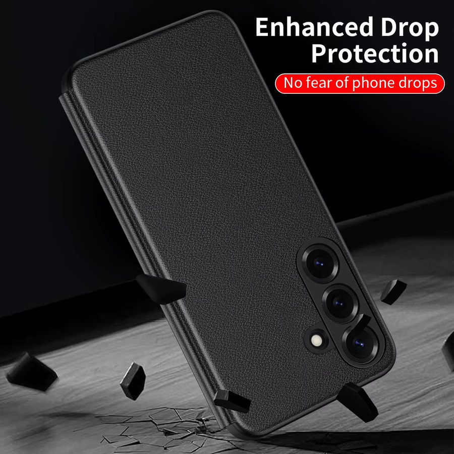 Luxuriöse Flip-Hülle für Samsung Galaxy A56 A36 A16 aus PU-Leder mit Sichtfenster und Smart-App-Funktion in Schwarz - Bild 3