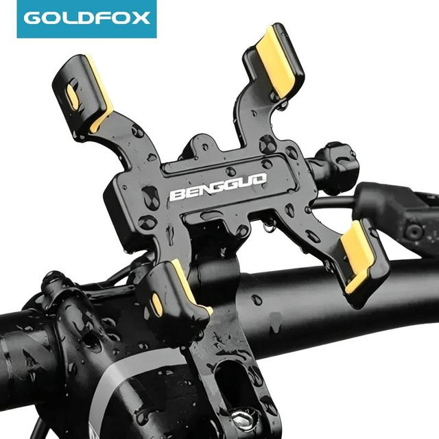 GOLDFOX 360 Grad drehbare universelle Fahrrad- und Motorrad-Handyhalterung für Lenker, Schwarz, passend für 4,5 bis 7 Zoll Smartphones - Bild 1