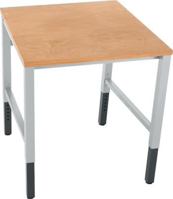 Schäfer Shop Pure Arbeitstisch AST31, manuell höhenverstellbar, Multiplex-Platte, 4-Fuß, bis 500 kg, B/T/H: 75,0 x 80,0 x 80,5-103,5 cm, weißaluminium/Buche - Bild 1