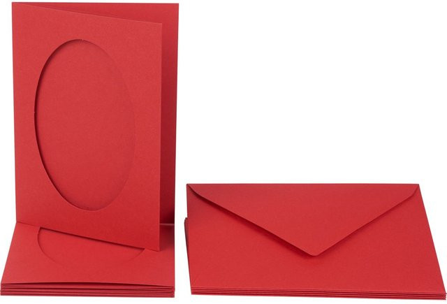 Folia Passepartoutkarten Oval in Rot, 10er Set - Bild 1