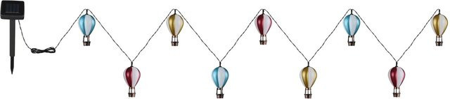 Globo Solar-LED-Lichterkette aus Kunststoff mit 9 bunten Heißluftballon-Motiven, warmweiß, Länge: 390 cm, Höhe der Motive: 11 cm - Bild 1