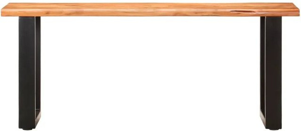 vidaXL Sitzbank mit Naturkante aus Akazien-Massivholz und Stahl in Braun und Schwarz, Breite: 110 cm, Tiefe: 35 cm, Höhe: 46 cm
