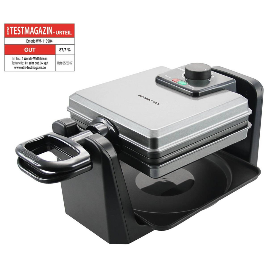 Emerio Waffelautomat WM-110984.4 für belgische Brüsseler Waffeln in Schwarz und Silber aus Kunststoff und Edelstahl, B/H/T: 21 x 19 x 21 cm - Bild 3
