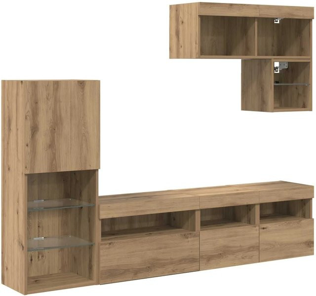 vidaXL TV-Wandregal Set 6-teilig in Artisan-Eiche, modern Wandmontage für dein Wohnzimmer - Bild 1