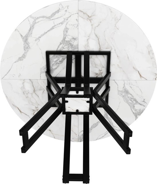 okwish Esstisch in Marmoroptik für Esszimmer, Wohnzimmer oder Büro, Schwarz/Weiß, Durchmesser: 100 cm, Höhe: 76 cm - Bild 1