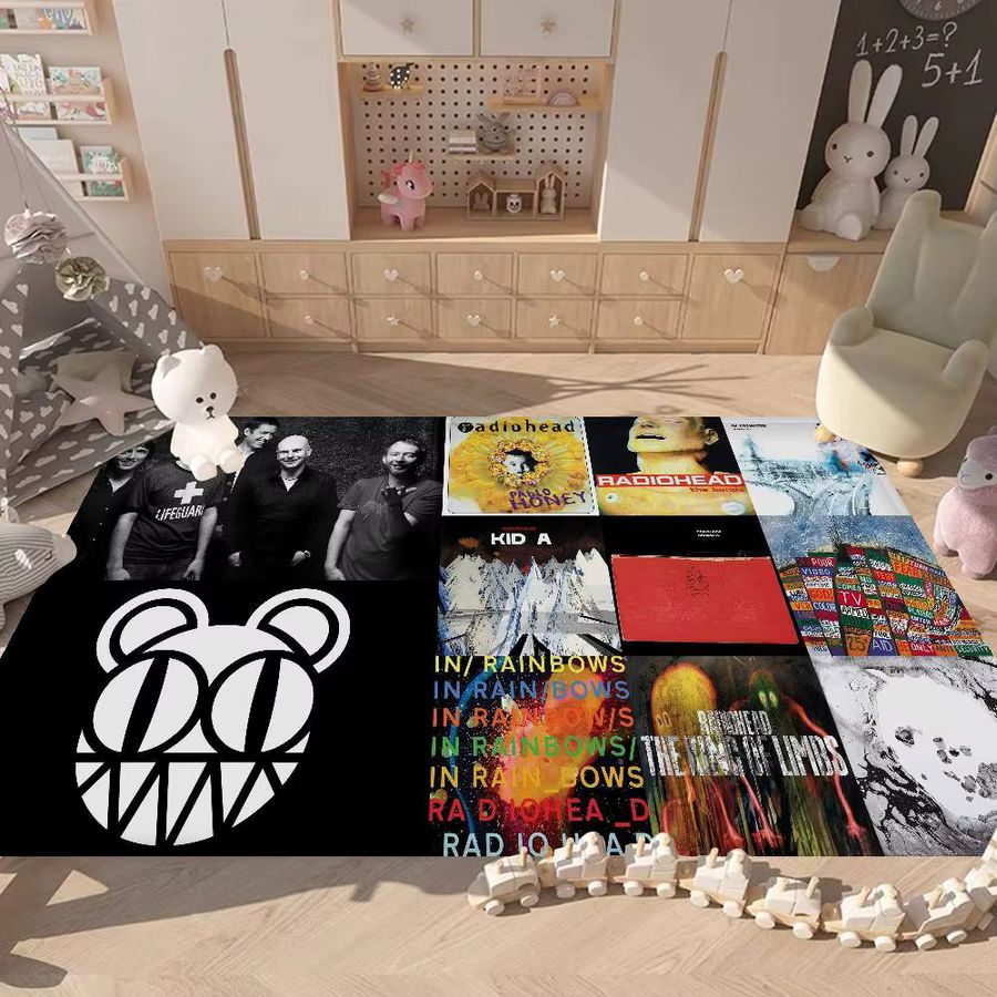 Potdemiel Radioheads Musik-Kunst-Bodenmatte in Multicolor, rutschfester Retro-Teppich für Wohnzimmer und Küche - Bild 5