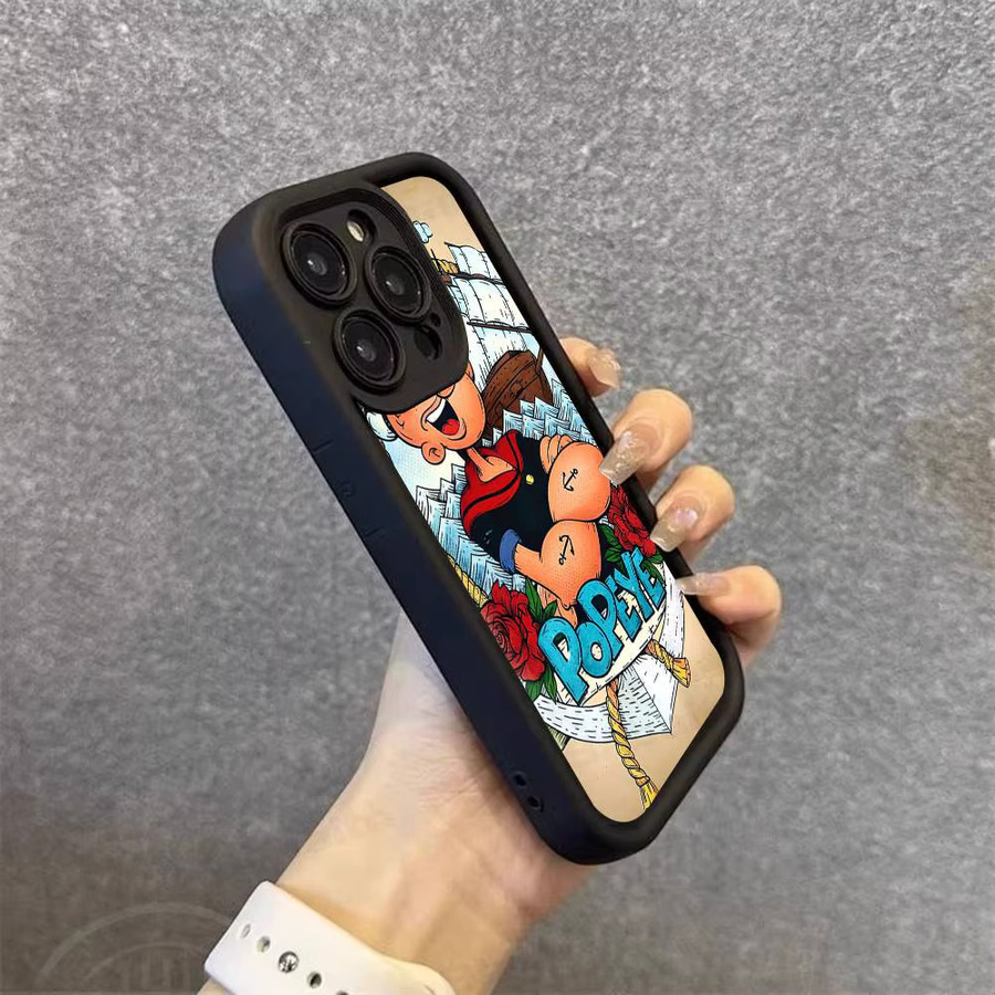 Potdemiel Handyhülle mit Cartoon-Charakter Popeye für iPhone, stoßfeste Silikon-Schutzhülle, mehrfarbig - Bild 3