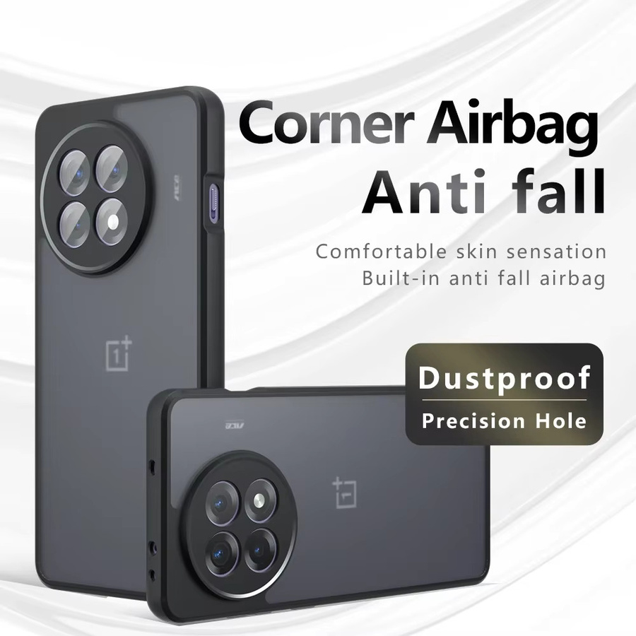 Stoßfeste Handyhülle für OnePlus Ace 5 Pro, 13R, 12R und Nord 4, matte Hartschale mit transparenter Rückseite, Schwarz oder Transparent - Bild 2