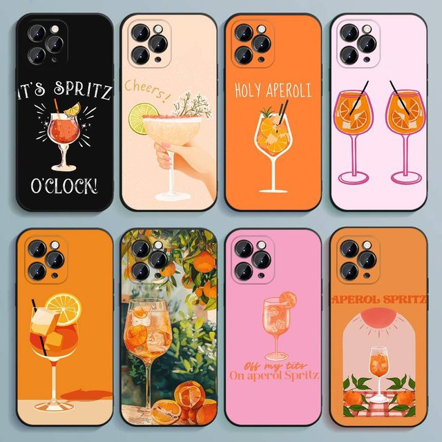 Aperol Funny Spritz Handyhülle für iPhone 17, 16, 15, 14, 13, 12, Pro, Max, Plus, SE, Air, Mini in Schwarz Soft Cover - Bild 1