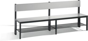 C+P Sitzbank Basic Plus mit Rückenlehne und Schuhrost, Gestell Schwarzgrau, Dekor Silbergrau, H 79,6 cm x B 196,0 cm x T 40,7 cm - Bild 1