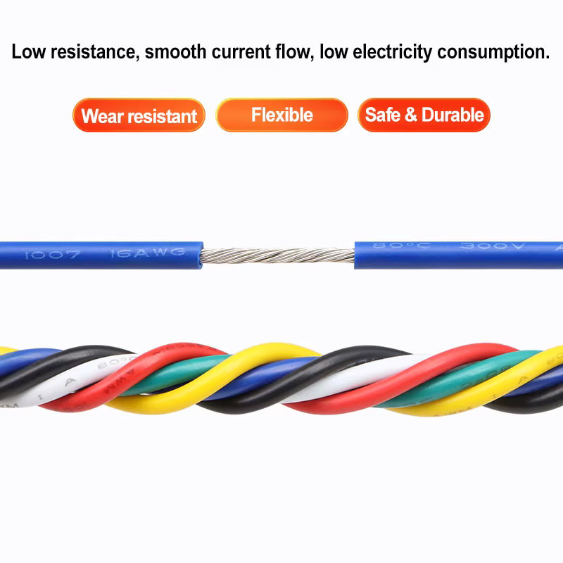 PVC Litzenkabel 1007 verzinntes OFC-Kupferkabel für DIY LED-Anwendungen in Weiß oder Mehrfarbig, 300V, verschiedene AWG-Stärken verfügbar - Bild 2