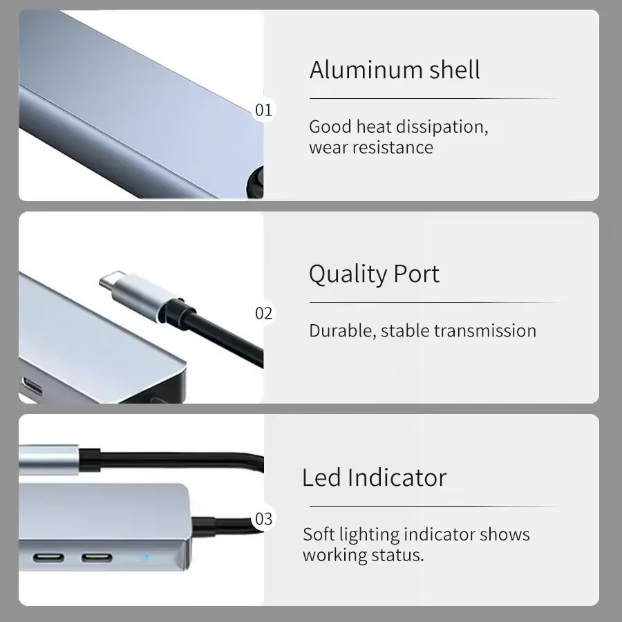 GGBEE 8-in-1 USB-C Dockingstation mit HDMI, RJ45 Ethernet, SD/TF-Slot und USB 3.0/2.0 für MacBook und Laptops - Bild 5