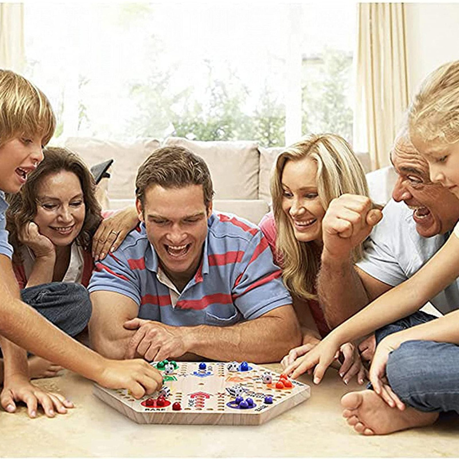 Original Marble Board Game Holz doppelseitiges Fast Track Brettspiel für 6 Spieler - Bild 4