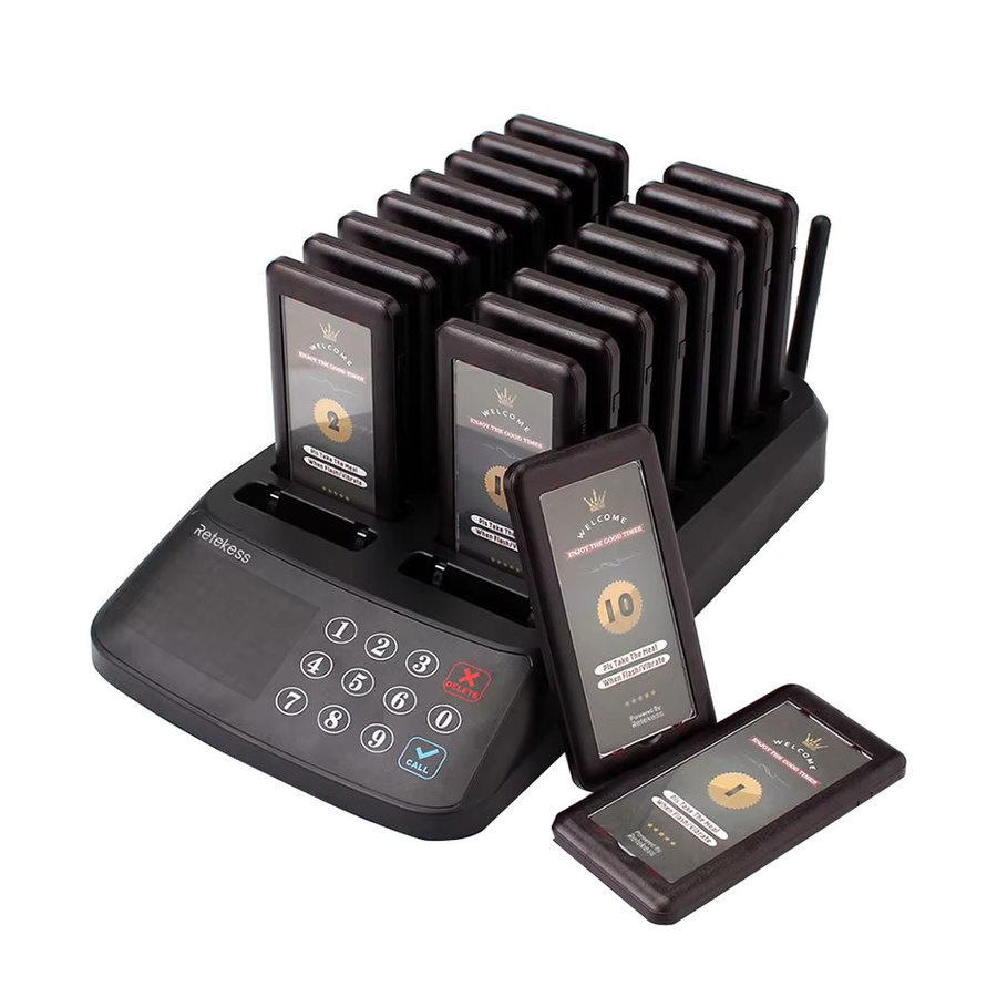 RETEKESS T115 Restaurant-Pager Drahtloses Rufsystem für Gäste mit Coaster-Buzzer-Vibrationsempfängern in Schwarz - Bild 6
