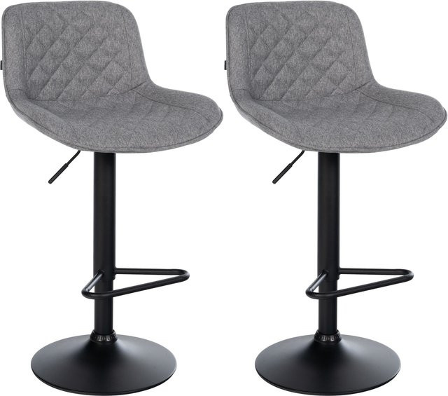 CLP Barhocker 2er Set Kasson, höhenverstellbare Barstühle mit Rückenlehne und Fußablage, modern, grau, Stoff - Bild 1