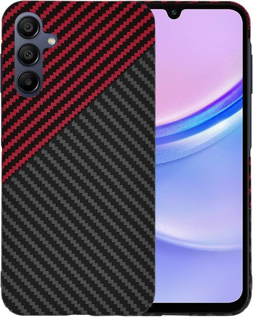 Techsuit Carbonite FiberShell Schutzhülle für Samsung Galaxy A15 5G (A156) und A15 (A155) in Schwarz Rot - Bild 1