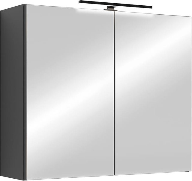 byLIVING Spiegelschrank SPREE in Anthrazit mit LED-Beleuchtung und Soft-Close-Türen, B/H/T: 70 x 60 x 15 cm - Bild 1
