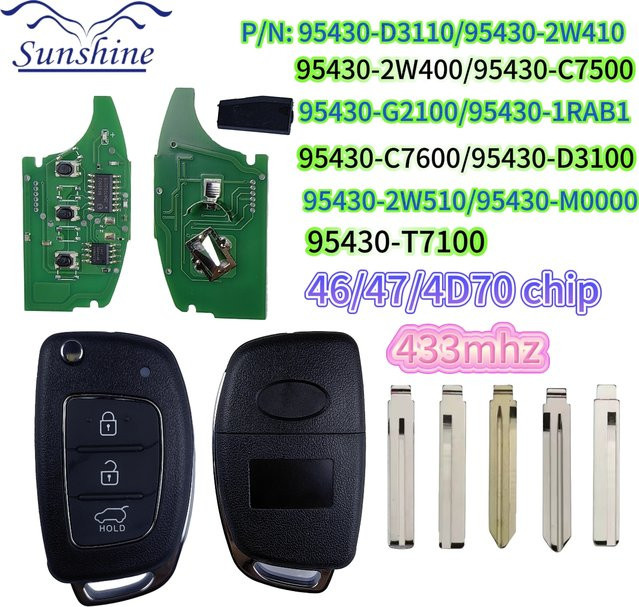 QCONTROL Autoschlüssel für Hyundai i20 2015-2021 mit 433MHz und ID46/47/70 Chip - Bild 1