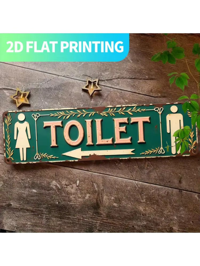 CIFBUY Retro-Toilettenschild aus Metall in Vintage-Optik als Wanddekoration für dein Badezimmer, Breite: 40,0 cm, Höhe: 10,0 cm - Bild 5