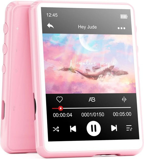 Mechen MP3-Player mit 64GB Speicher, Bluetooth 5.3 und 2,4 Zoll Voll-Touchscreen, erweiterbar bis 128GB, Rosa - Bild 1